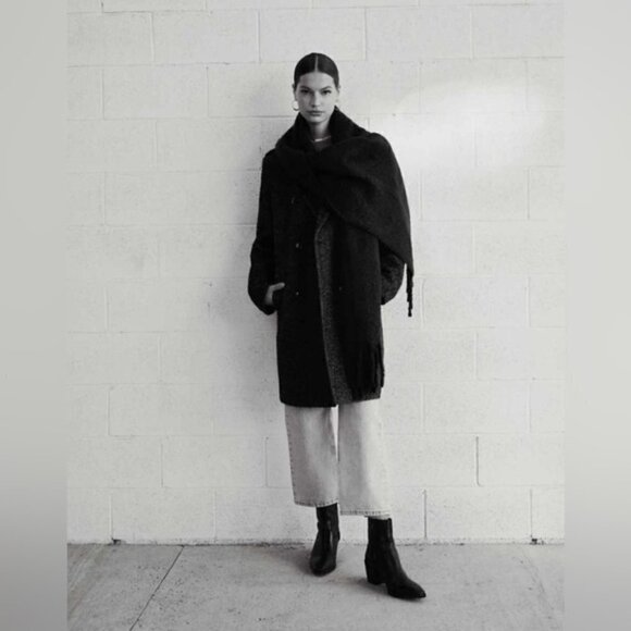 🩷 Mango- Women’s Wrap Coat with Lapels - Charcoal/Black. Size: XXS. NWT - Picture 16 of 16